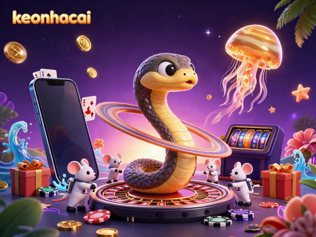 Experience thrilling bets with keonhacai while astronaut mice engage in roulette action amidst cosmic visuals.