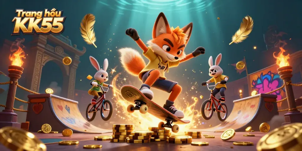 Experience the excitement of Trang chủ KK55 with dynamic casino-themed action featuring colorful characters.