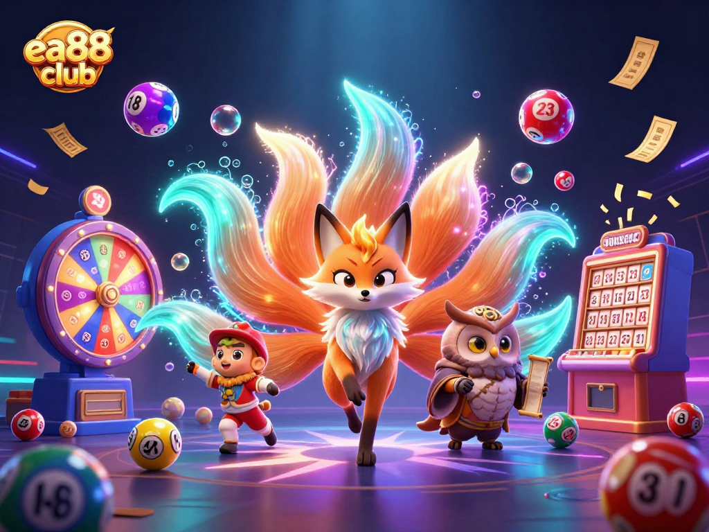 Experience thrilling games at ea88 club with vibrant spirit orbs and colorful lottery elements.