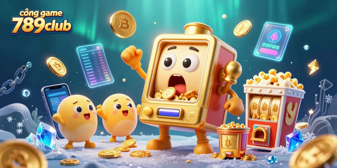 Experience excitement at cổng game 789club with a golden slot machine jackpot scene.
