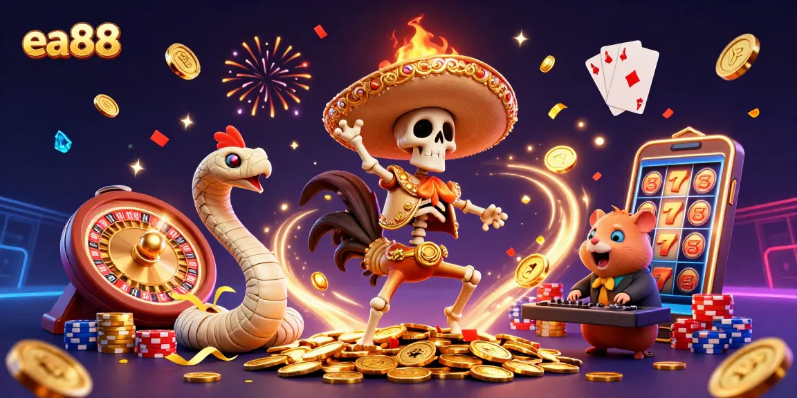 Experience thrilling wins at ea88's casino with animated characters and exciting gaming elements.