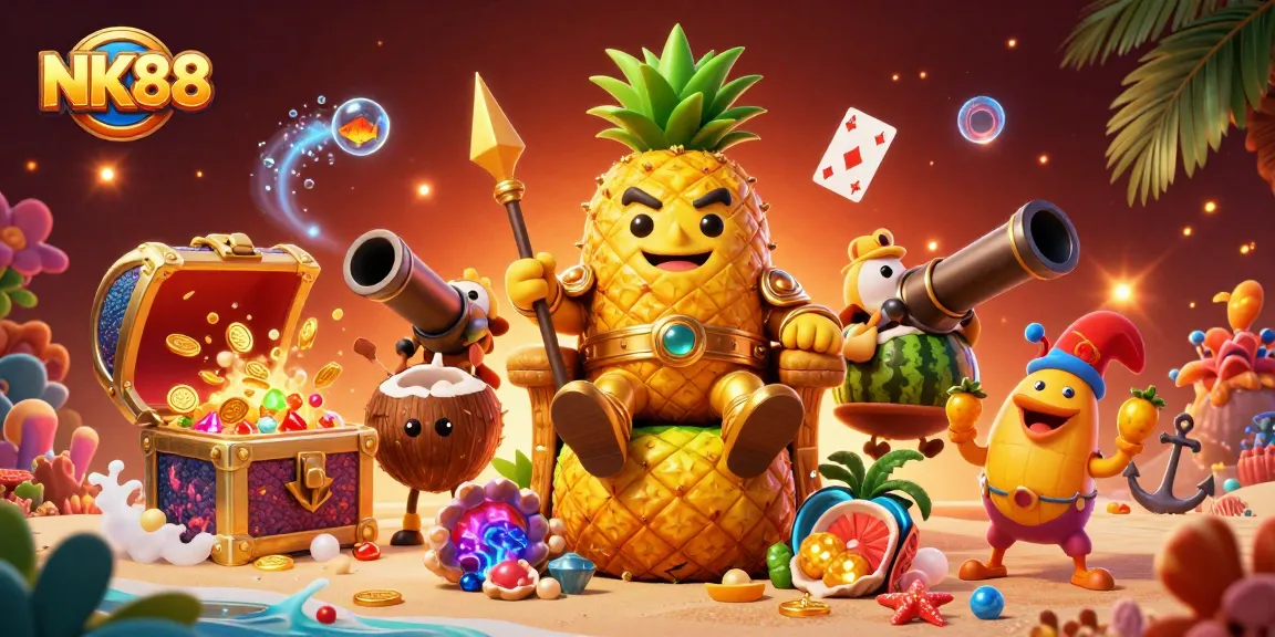 Engage in thrilling games at NK88 with vibrant casino characters and festive elements.