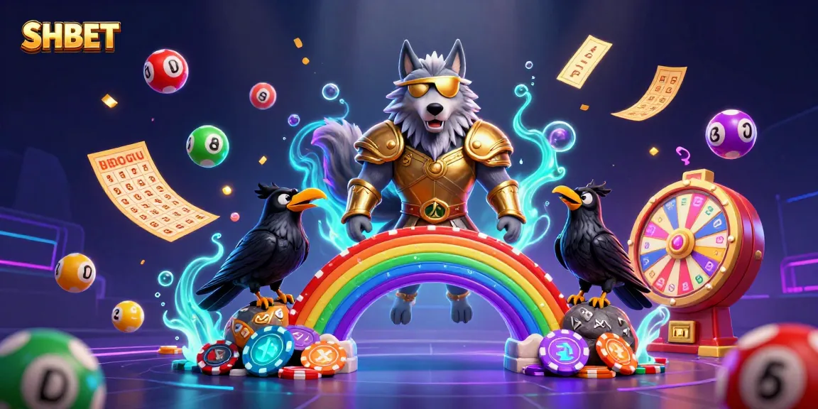 SHBET elevates gameplay with dynamic lottery balls and vibrant casino elements.
